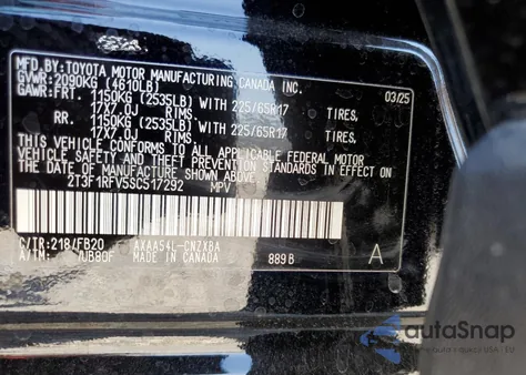 2025 Toyota Rav4 Le from USA, damaged, VIN 2T3F1RFV5SC517292